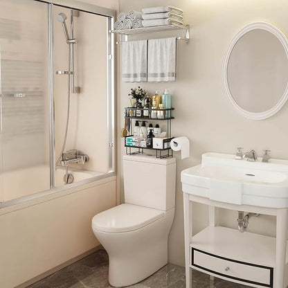 Godboat Bathroom Organizers, 2-Tier Over Toilet Storage, Floating Shelves - Image 7