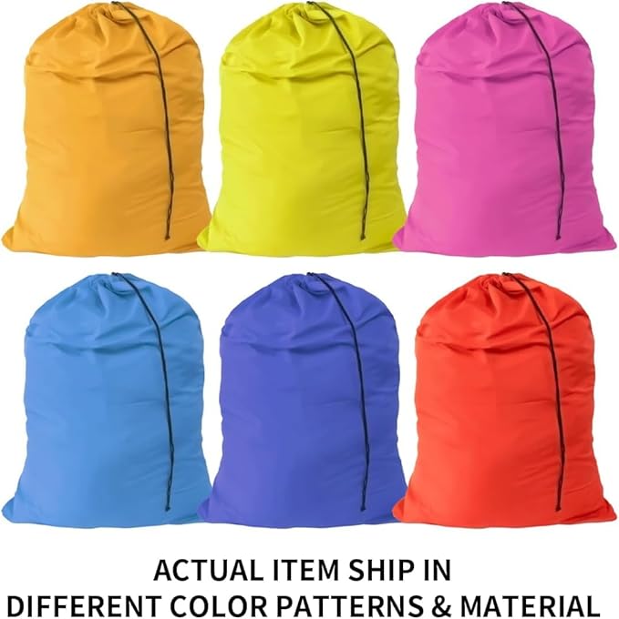 Extra Large Laundry Bags 6 Pack with 1 Pack Pop Up Hamper, Varied Colors Travel Laundry Bags 30"x40", Foldable Mesh Laundry Basket, for college dorm and apartment dwellers (7PCS)