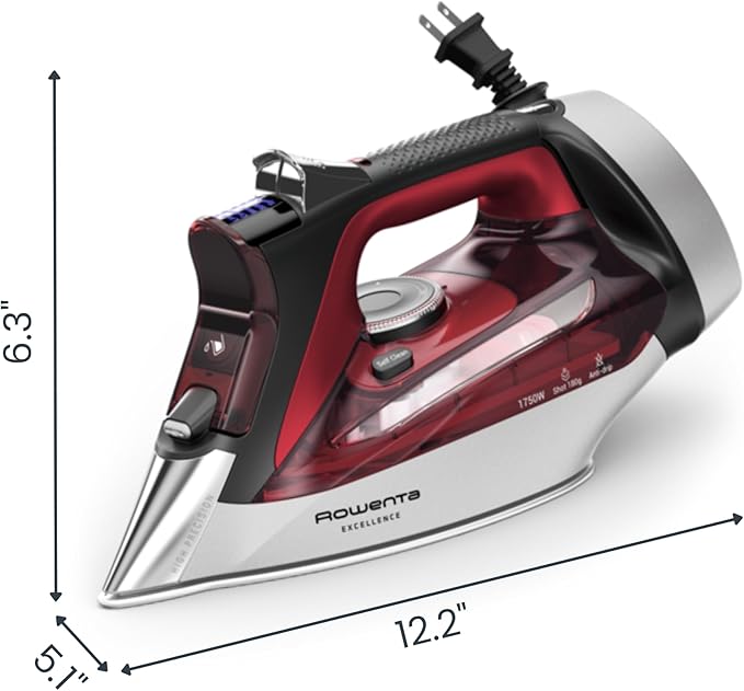 Rowenta Iron, Focus Excellence Stainless Steel Soleplate Steam Iron - Image 12