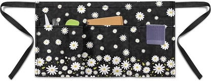 Server Apron with 3 Pockets, Waterproof Oil Waitress Waiter Half Apron by Noprintge