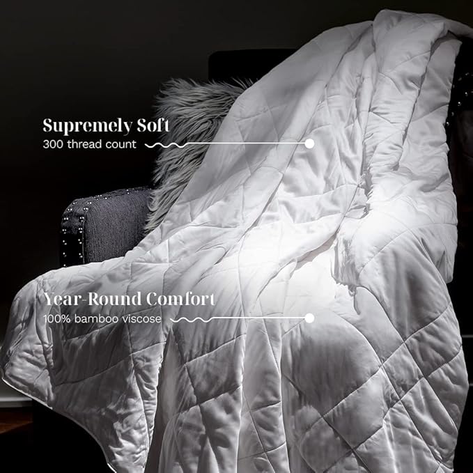 LUXOME Lightweight Blanket | 100% Rayon (Viscose) from Bamboo Fabric & Fill | King/Cal King - 98"x92" | Thermal-Regulating | White