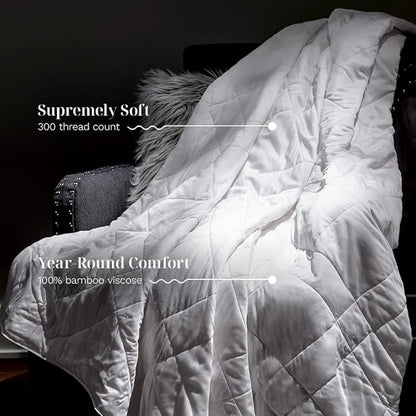 LUXOME Lightweight Blanket | 100% Rayon (Viscose) from Bamboo Fabric & Fill | Full/Queen - 86"x92" | Super Soft | Thermal-Regulating | White