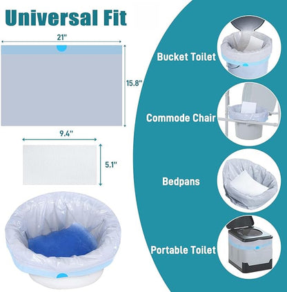 Commode Liners with Absorbent Pads- 100 Commode Bags+ 100 Commode Pads - Image 2