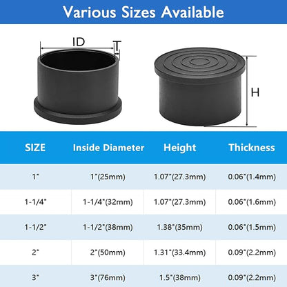 4 Pcs 2" Round Rubber Chair Leg Caps, PVC Table Leg Covers, Flexible & - Image 8