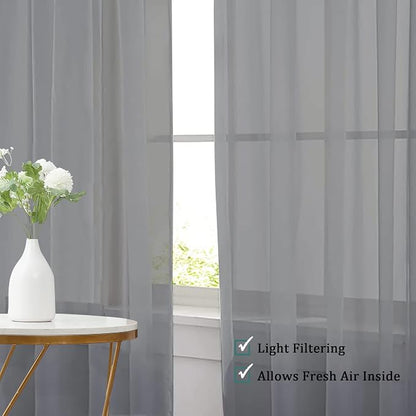 Chyhomenyc Sheer Window Curtains 63 inch Length 2 PCS- Rod Pocket Living Room - Image 7