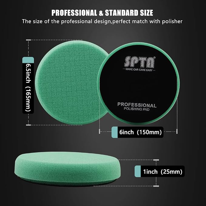 Green Heavy Cut Pad, Buffing Polishing Pads, SPTA 3Pcs 6.5 Inch Face - Image 2
