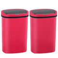 Automatic Motion Sensor Bathroom Trash Can with Lid, 13 Gallon Touchless Trash Bin, Smart Dog Proof Garbage Can, Touch Free Waste Basket for Toilet, Office, Bedroom,Red,2