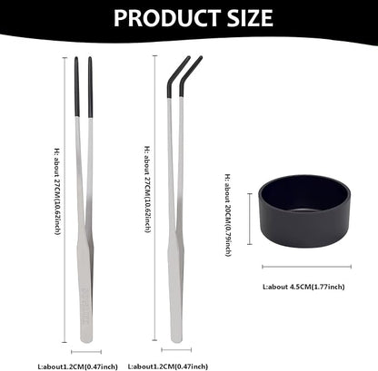 3 PACK Stainless Steel Reptile Feeding Tongs, 10.62" Straight &Curved Long - Image 5