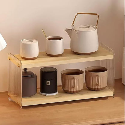 LiTY Coffee Station Organizer 2 Tier Acrylic Home Storage Mugs Hooks - Image 2