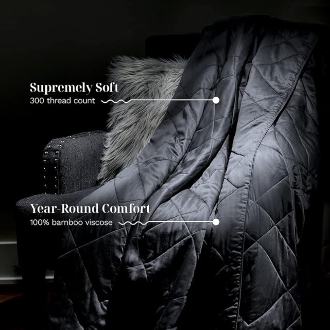 LUXOME Lightweight Blanket | 100% Rayon (Viscose) from Bamboo Fabric & Fill | King/Cal King - 98"x92" | Thermal-Regulating | Charcoal