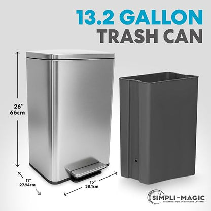 SIMPLI-MAGIC 50 Liter / 13.2 Gallon Soft-Close, Smudge Resistant Trash Can - Image 2