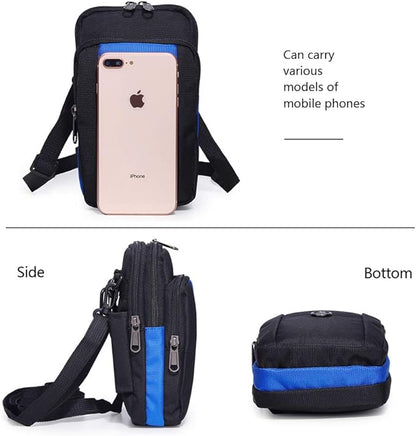 Senient Wolf Waterproof Nylon Multifunctional Phone Crossbody Bag - Small One Shoulder Waist Bag Wallet Travel Passport Holder