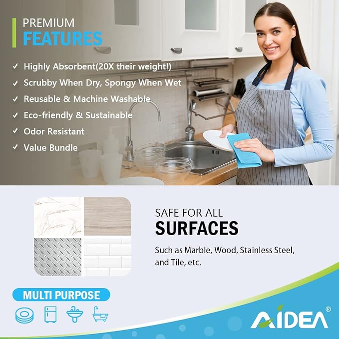 AIDEA Swedish Dishcloths for Kitchen-20PK, Absorbent Sponge Dish Cloth - Image 2