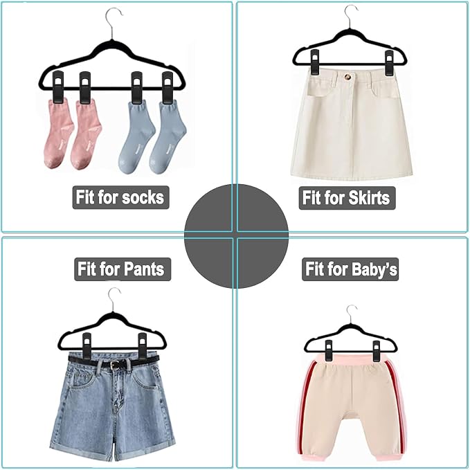 Hanger Clips Perfect for Velvet Hangers, Non-Slip Plastic Clips Pant Skirt - Image 5