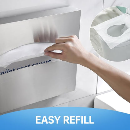 2 Packs Toilet Seat Cover Dispenser Wall Mounted SUS 304 Stainless Steel Brushed - Image 3
