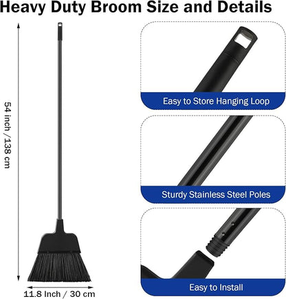 8 Pcs Outdoor Broom for Floor Cleaning 54 Inch Commercial Heavy Duty Broom Long - Image 2