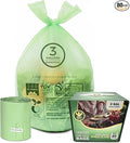 3 Gallon Compostable Trash Bags with Handle-Tie, Thick 0.67 Mil, 11.36 Liter, 80 Bags, Small Kitchen Food Scrap Waste Bag, ASTM D6400, US BPI and OK Compost Home Certified