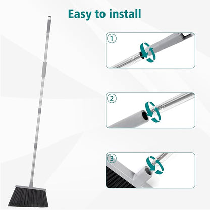 PBHEPJ Broom, Outdoor Broom for Floor Cleaning, Hard Bristle Angle Broom for - Image 4