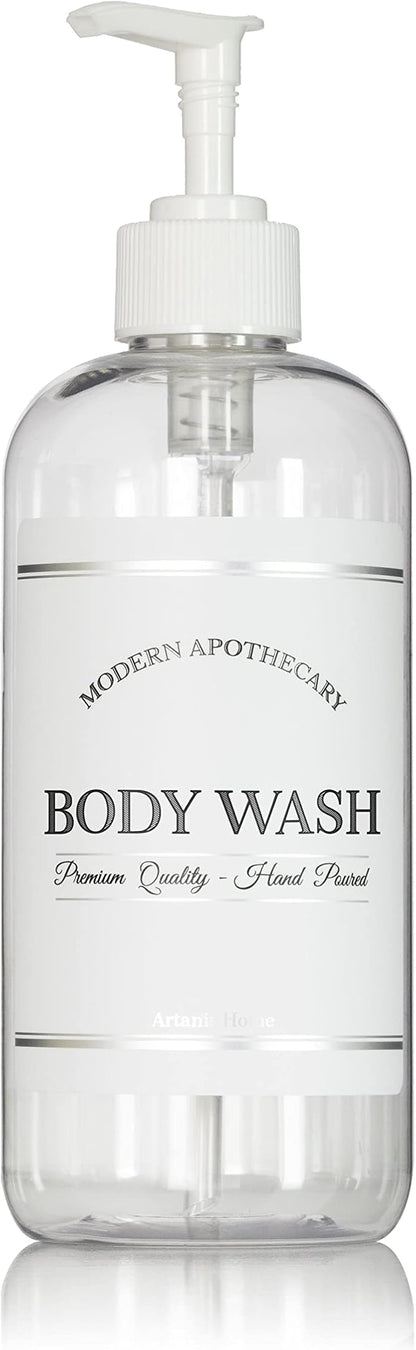 Refillable Clear PET Plastic 16 oz Body Wash Bottle by ArtanisHome