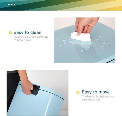FDW | 13 Gallon Trash Can with Lid | Blue | Fingerprint-Proof | Made of Brushed - Image 5
