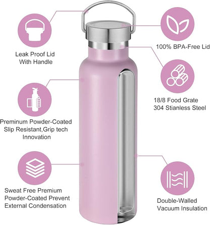 Neihepal 20 oz Insulated Water Bottles Bulk 8 Pack, Stainless Steel Double Wall - Image 3