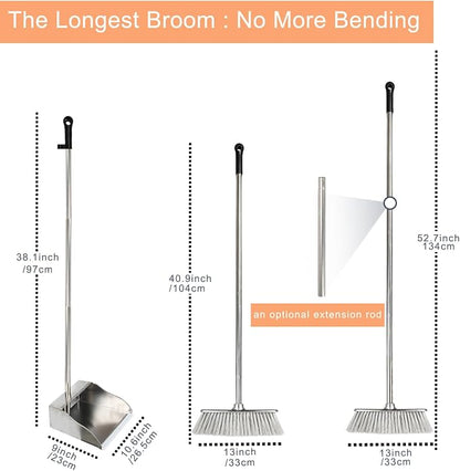 Broom and Dustpan Set, Soft Bristles Indoor Kitchen Broom - Image 2