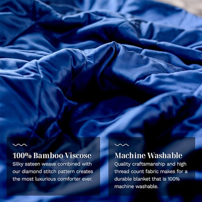 LUXOME Lightweight Blanket | 100% Rayon (Viscose) from Bamboo Fabric & Fill | Full/Queen - 86"x92" | Super Soft | Thermal-Regulating | Sapphire