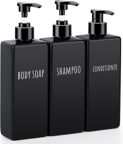Segbeauty Plastic Square Soap Dispenser Black, 500ml Empty Reusable Pump Bottle by Segbeauty
