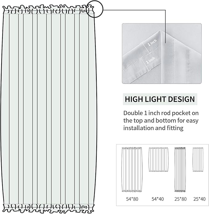 DWCN French Door Curtains – Rod Pocket Thermal Curtain - Image 3