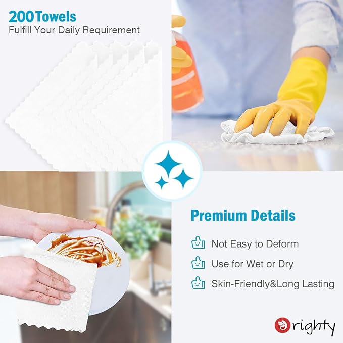 Orighty Cleaning Cloths Bulk, 200 Pack Shop Rags Reusable, Microfiber Cleaning - Image 5