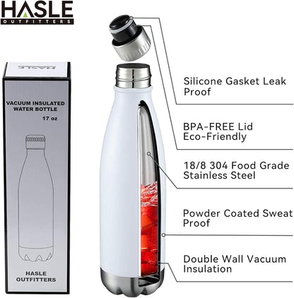 HASLE OUTFITTERS 17oz Stainless Steel Water Bottles, Vacuum Insulated Water - Image 2