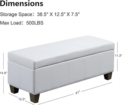 White Faux Leather Ottoman - Image 3