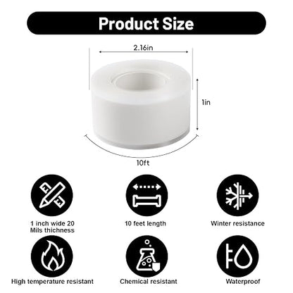 Self Fusing Silicone Tape 4 Rolls 1 in x 10' White Waterproof Rescue Tape - Image 2