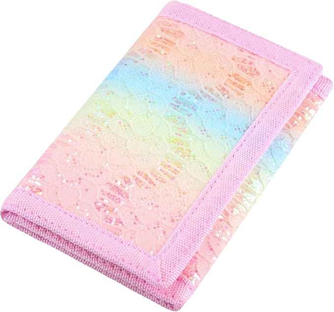 NEICY RFID Blocking Canvas Wallet for Men and Women - Camo Trifold Outdoor Sports Wallets with Magic Sticker for Teen Kids (Rainbow4)