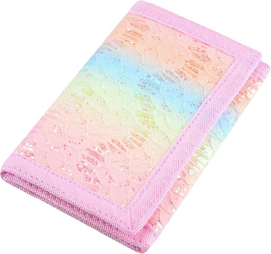 NEICY RFID Blocking Canvas Wallet for Men and Women - Camo Trifold Outdoor Sports Wallets with Magic Sticker for Teen Kids (Rainbow4)