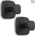 Suction Cup Hooks for Shower - Reusable No-Drill Mounting - Hooks for Towels, Robes & Loofah on Metal, Glass, Mirrors, Tile & Smooth Non-Porous Surfaces (2, Matte Black)