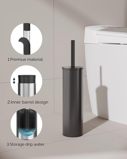 Toilet Brush and Holder Set, 2 Pack Stainless Steel Toilet Bowl Brush - Image 3