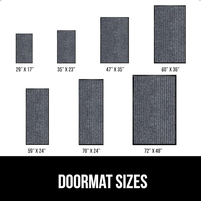 GORILLA GRIP Traffic Guard Door Mat, 70x24, Heavy Duty Welcome Mats, Commercial Office Space Doormat, Waterproof, Fade Resistant, Strong Rubber Backing, Low Profile, Shoe and Boot Scraper, Gray