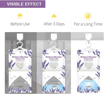 CANAGER Moisture Absorber -12 Pack, Lavender Vanilla Hanging Humidity Bag - Image 6