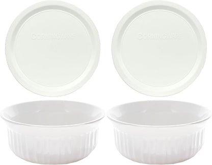 CorningWare FS16 16oz Round French White Casserole Dish w/F-16 French White by CorningWare