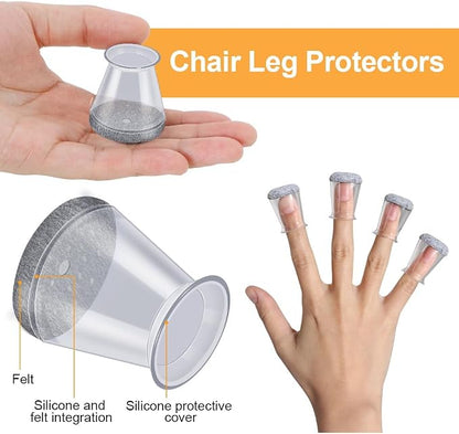 16 Pcs Chair Leg Protectors for Hardwood Floors, Silicone Felt Furniture Leg - Image 3
