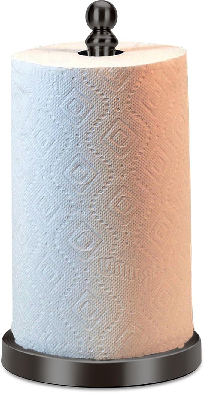 Black Paper Towel Holder Countertop, Standing Paper Towel Roll Holder by Exilon