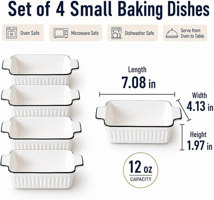 12 Oz Casserole Dish, Ceramic Baking Dishes Sets of 4, Small Casserole Dish - Image 2