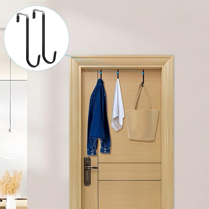FYY Over The Door Hooks, 4 Pack Upgraded Long Door Hangers Hooks - Image 6