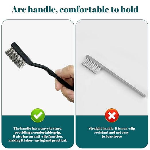 12 Pcs Mini Stainless Steel Wire Brush Set, Wire Scratch Brush with Curved Handle, Cleaning Weld Slag and Rust