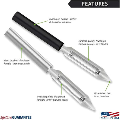 Rada Cutlery Vegetable Peeler, 1.75" Stainless Steel Swiveling Blade - Image 2
