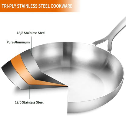 DELARLO 10inch Tri-Ply Stainless Steel Pan - Image 2