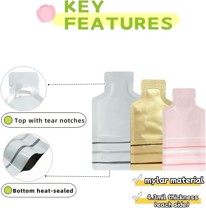 100 Pack 2.95x5.1 inch Heat Seal Sample Mylar Packets - Image 4