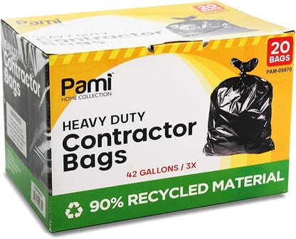 PAMI Heavy Duty 42 Gallon Contractor Garbage Bags, Tear Resistant Construction by PAMI