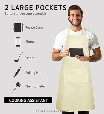 Syntus Apron for Men Women, Adjustable Cooking Kitchen Chef Aprons - Image 3